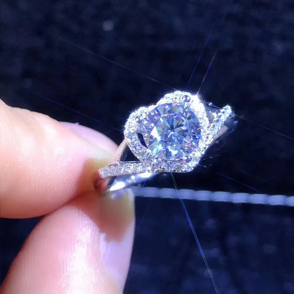 Женское кольцо из серебра с муассанитом 1ct D VVS|Кольца| |