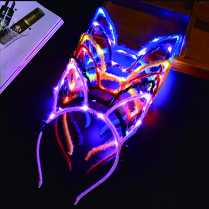 LED Light Up rabit  Headband Party Glowing Supplies Women Girl Flashing Hair Accessories football fan concet fans cheer props