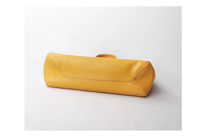Women Luxury Bag Casual Tote Female Lemon Yellow Fashion Shoulder Handbag Lady Cowhide Genuine Leather Shoulder Shopping Bag