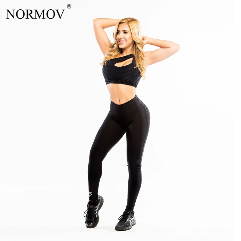 NORMOV S-XL для женщин пуш-ап леггинсы Полиэстер Фитнес Леггинсы большой Размеры