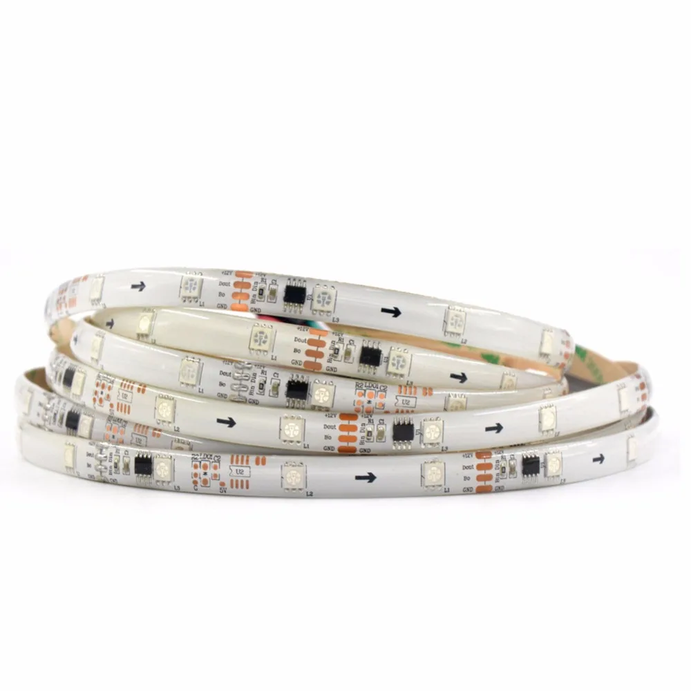 5 ~ 100 м DC12V WS2811 30 светодиодов/м 5050 RGB SMD 150 светодиодов черный белый цвет адресуемые