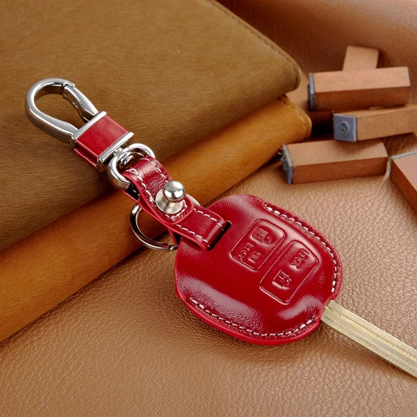 red 2 buttons Кожаный чехол для ключей для Toyota Prado Camry xv40 Rav4 костюмы для Lexus LS LX RC RX 2 3 кнопки брелок крышка Держатель Для Ключей аксессуары - Название цвета: red 2 buttons