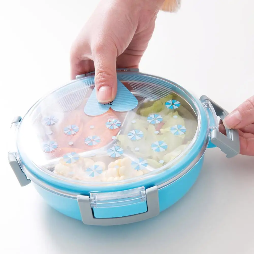 Ланч бокс из нержавеющей стали с 3 ячейками круглая герметичная коробка для