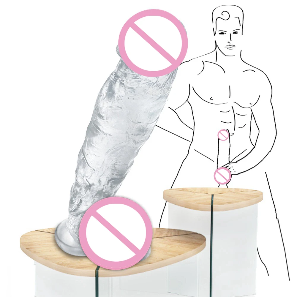 Прозрачный 12 дюймов реалистичный огромный фаллоимитатор для женщин с присоской