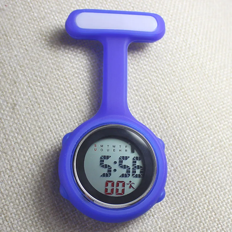 Новые цифровые часы для медсестер модные силиконовые медицинские часы нагрудные Доктор Брошь карманные часы TT@ 88 - Цвет: Синий