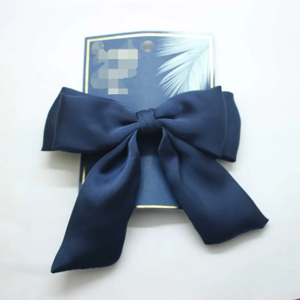 Fashionable dark blue barrettes big adorable bow knot hair clips women girls solid accessories wholesale |