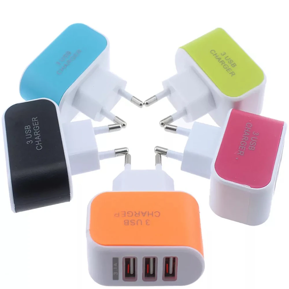 3 USB конфеты зарядное устройство для путешествий дома AC настенное Android умный