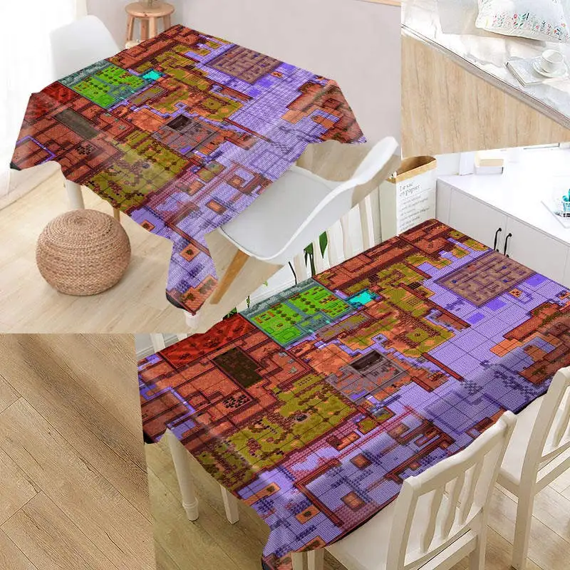 На заказ Terraria MapTable ткань «Оксфорд» с принтом прямоугольная Водонепроницаемая маслостойкая Скатерть квадратная Свадебная скатерть - Цвет: 7