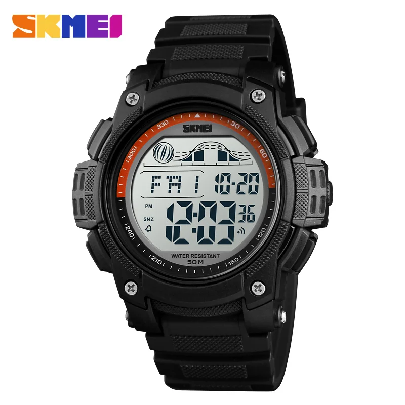 Black Orange Watch SKMEI уличные спортивные часы мужские водонепроницаемые 5 бар светодиодный дисплей часы будильник Chrono цифровые часы reloj hombre 1372 - Цвет: Black Orange Watch