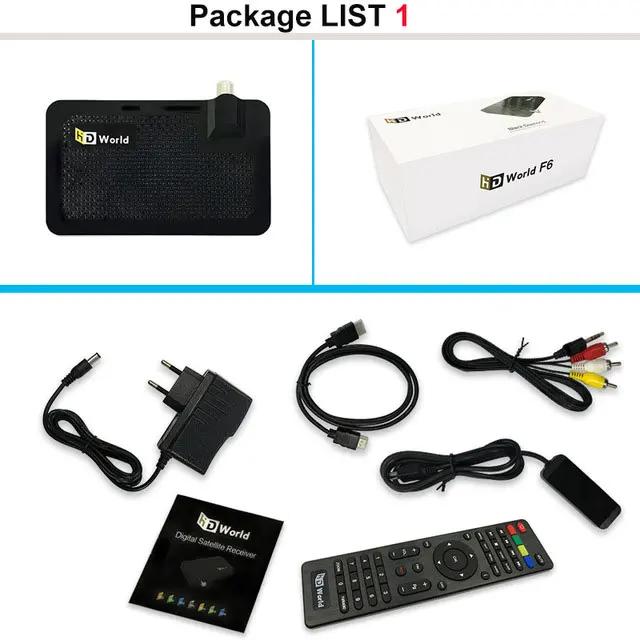 package 1 HD World H6 спутниковый ТВ приемник DVB-S/S2 Бесплатный пожизненный декодер поддержка 1080P Youtube 1000+ платные ТВ каналы и VOD pk v8s plus - Цвет: package 1