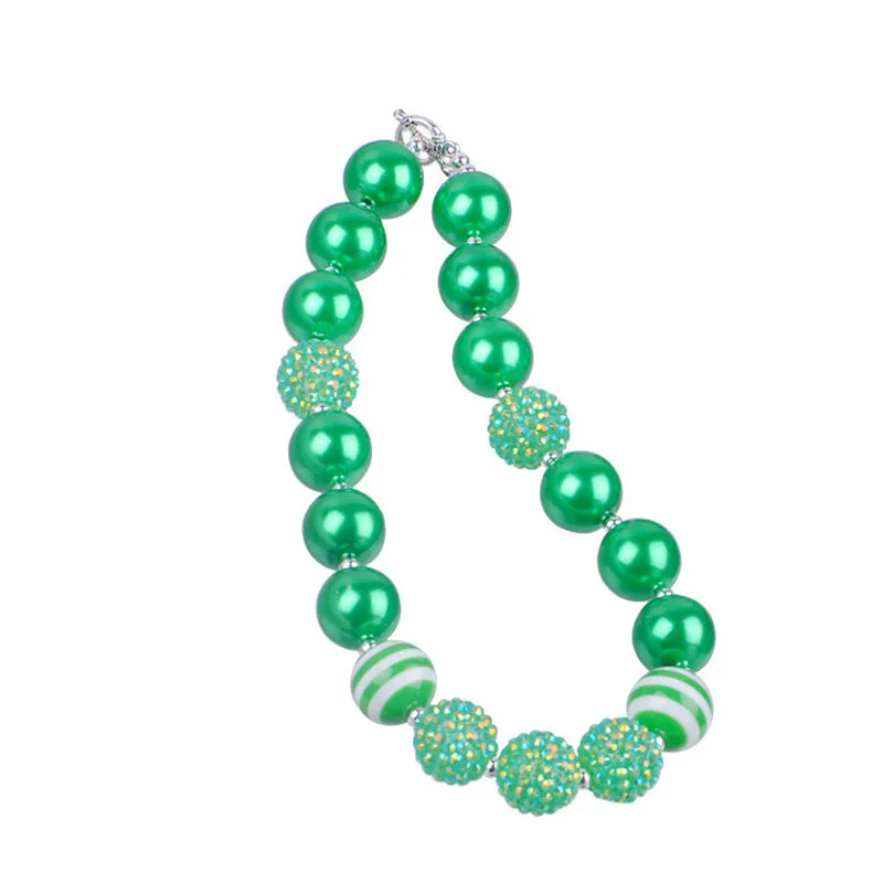 

wholesale 5PCS Kids chunky Gumball Bubblegum Acrylic Solid Beads Necklace Green Color Beads Jewelry Kids Chunky Necklace