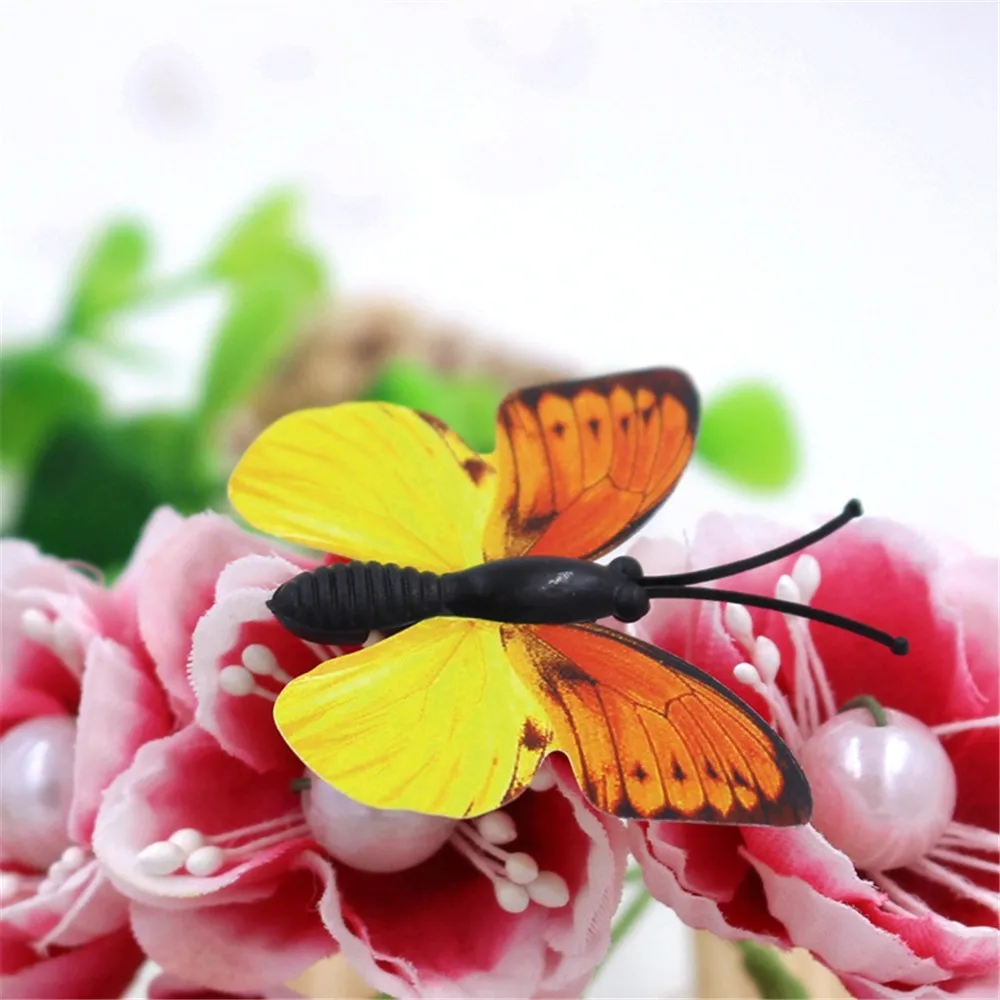 Горячая продажа 10 шт./пакет 3D пластиковая искусственная бабочка для свадебного