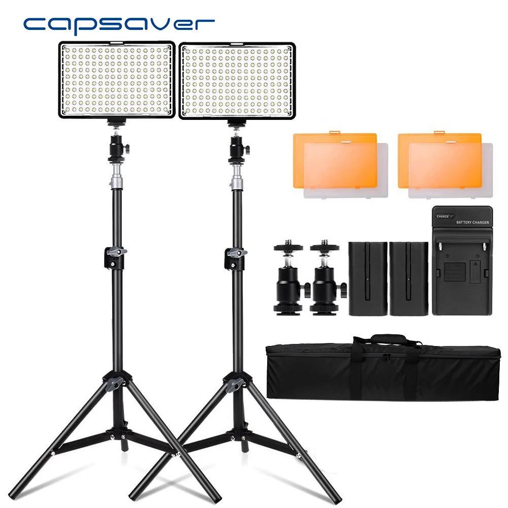 Capsaver TL-160S 2 комплекта светодиодный светильник для видеокамеры Освещение для фотосъемки с штативом подставка для видеосъемки Youtube