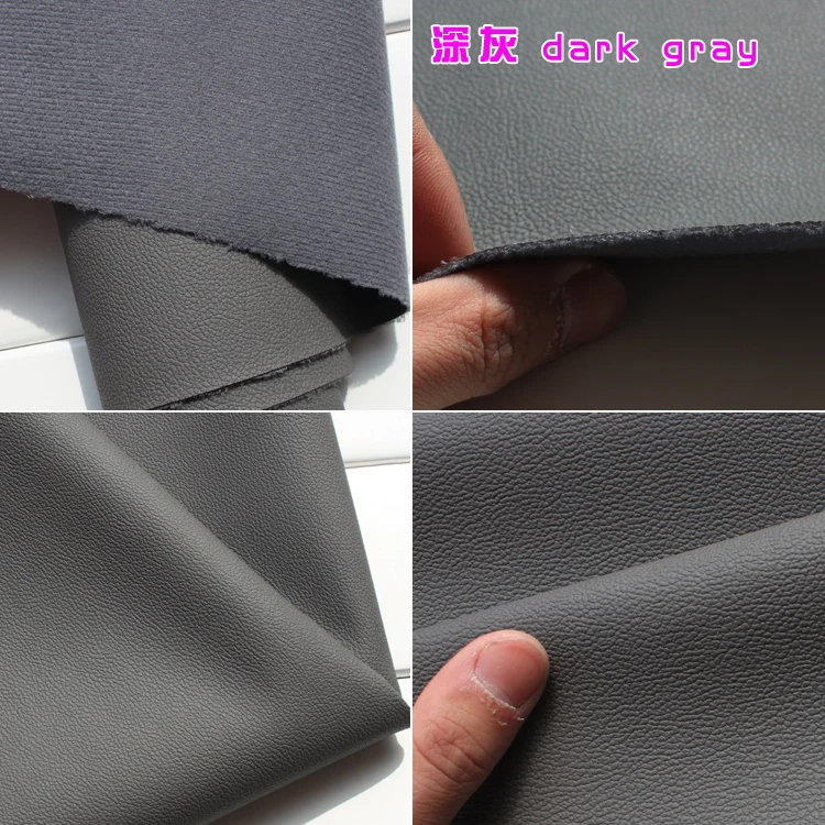 Темно-серая искусственная кожа толщиной 1 мм для обивки сидений автомобиля.
