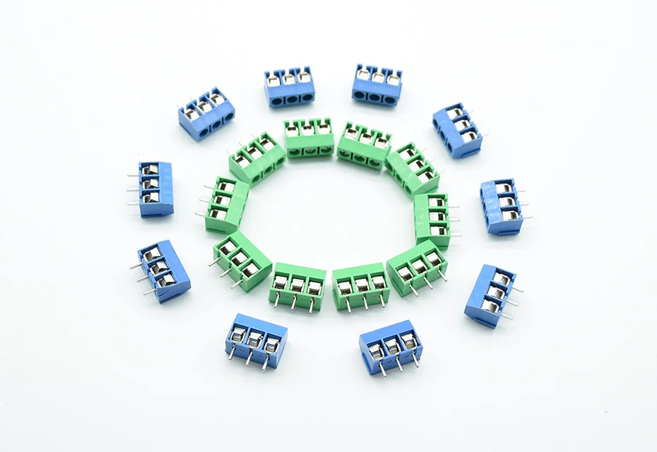 10 шт./лот KF301-3P шаг 5,0 мм прямой контакт 3P винт PCB клеммный блок разъем синий зеленый