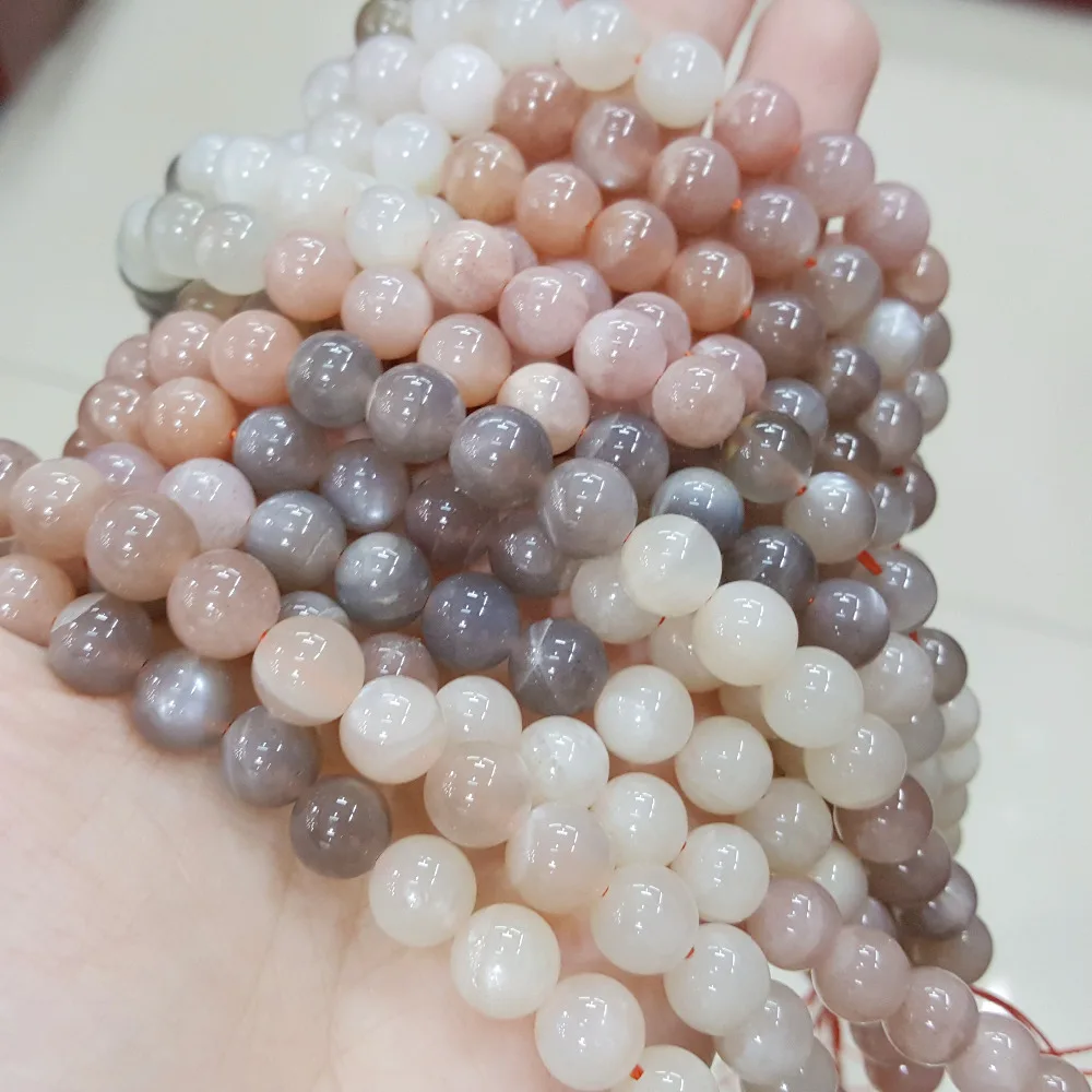 Lii Ji натуральный камень лунный камень Sunstone круглой формы бусины 8 мм DIY ювелирных изделий ожерелье или браслет около 39 см