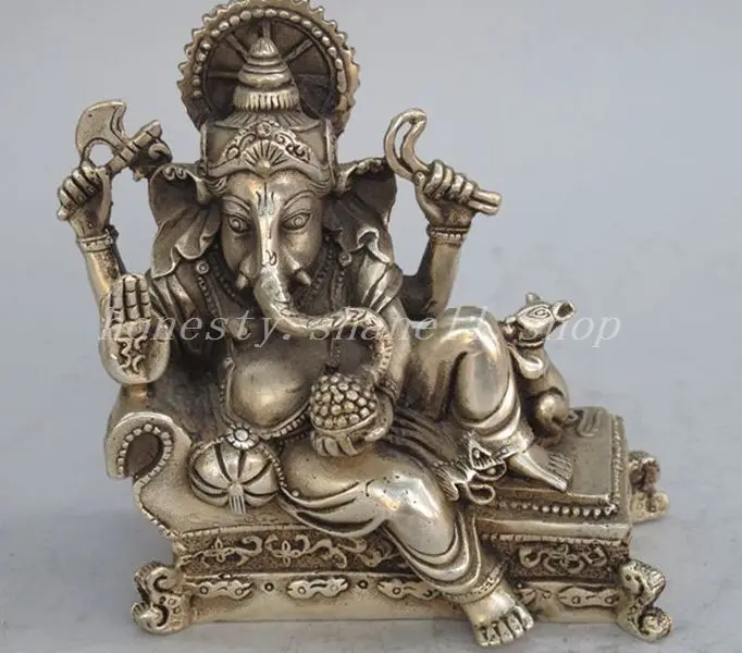 

Elaborate Chinese buddhist Tibetan silver ghani manual certification god Buddha statue