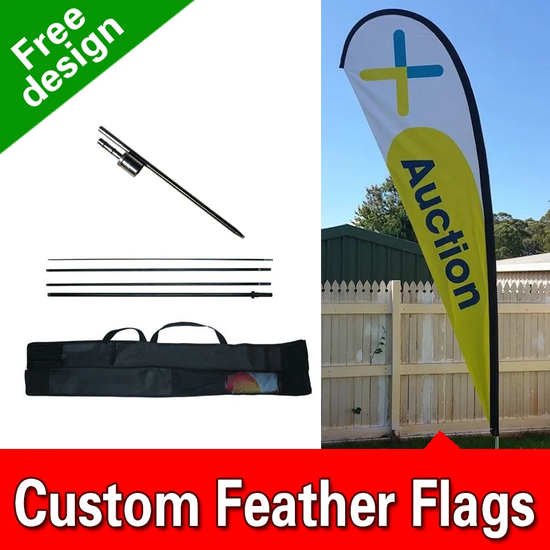 

Free Design Free Shipping Single Sided Inground Spike Teardrop Flags Banners Signs Advertising Feather Flags Pole Kit Printed