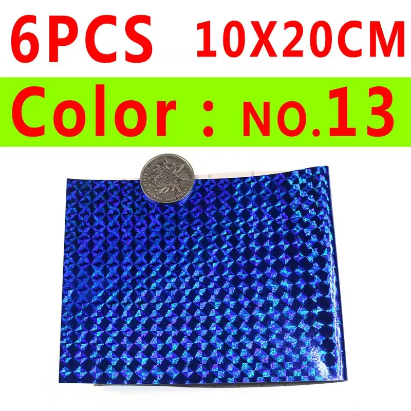 6pcs color 13 Wifreo 6/4 шт. Голографическая клейкая пленка Flash ленты отражательная Призма Рыбалка наклейка для приманки 10*10/20 см Искусственный рыбьей чешуи кожи - Цвет: 6pcs color 13