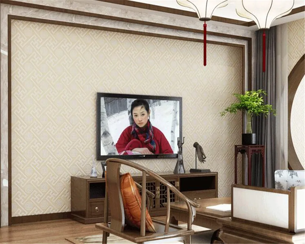 

beibehang papier peint mural 3dChinese wallpaper roll checkered wallpaper living room TV background wallpaper for walls in rolls