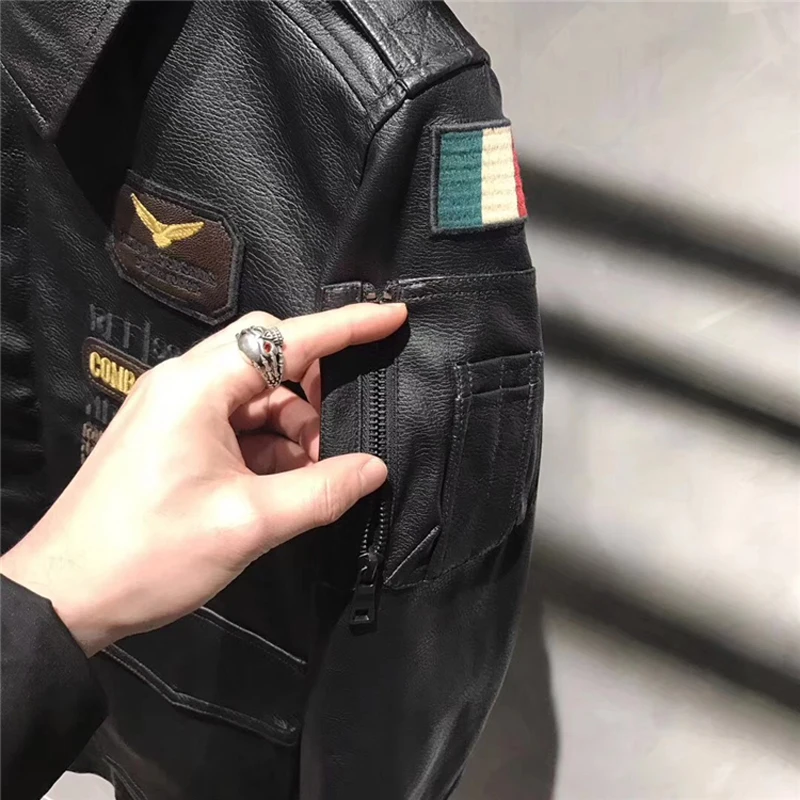 Новое поступление 4XL Лоскутные локомотивные кожаные куртки и пальто для больших и высоких мужчин Байкерская кожаная куртка пальто C1670