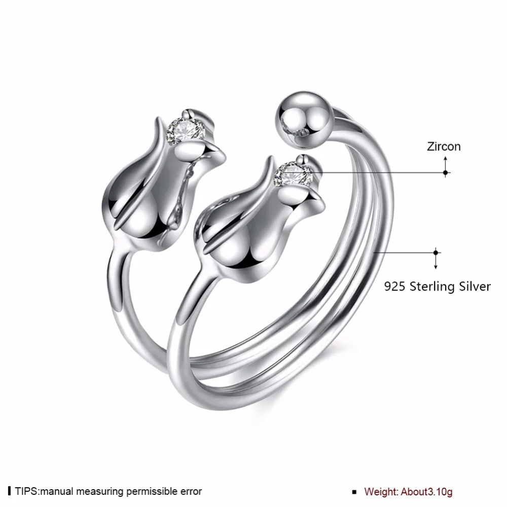 Женское кольцо в форме розы романтичное из стерлингового серебра 925 пробы