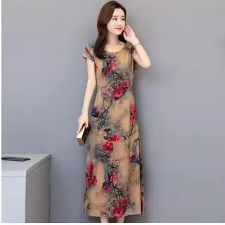 Vestidos mujer, ограниченная серия, новинка, с круглым вырезом, до середины икры, Vestido, Longo, Vanled, платье, женское, с коротким рукавом, круглый вырез, длинное, с принтом, тонкое - Цвет: 19