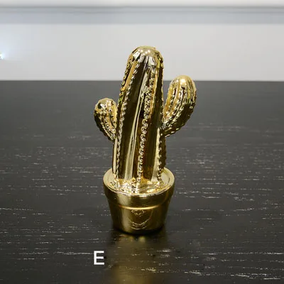 Новинка, украшения в виде Нордического кактуса, Керамические Золотые кактусы, декоративные золотые украшения для дома