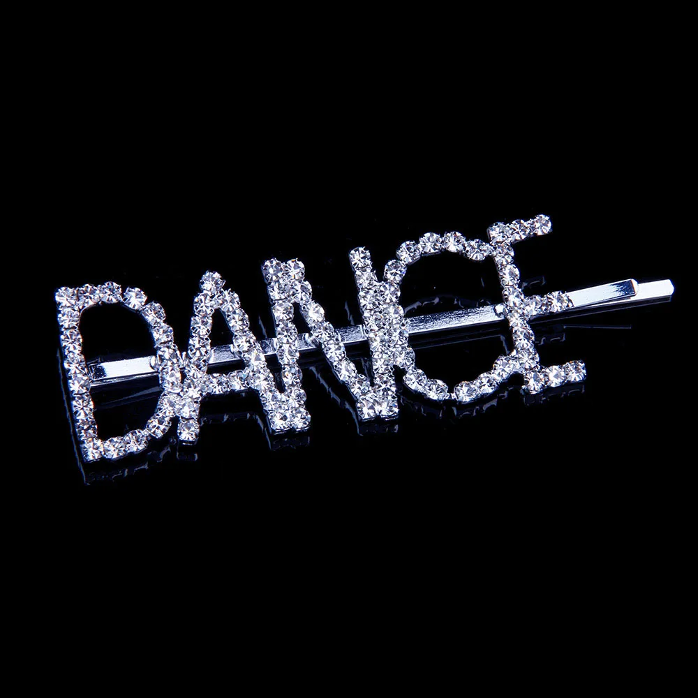 DANCE Stonefans Ins модные заколки для волос с буквенным принтом, горный хрусталь для женщин, личные деньги, кристалл, заколка для волос, серебряные украшения - Окраска металла: DANCE