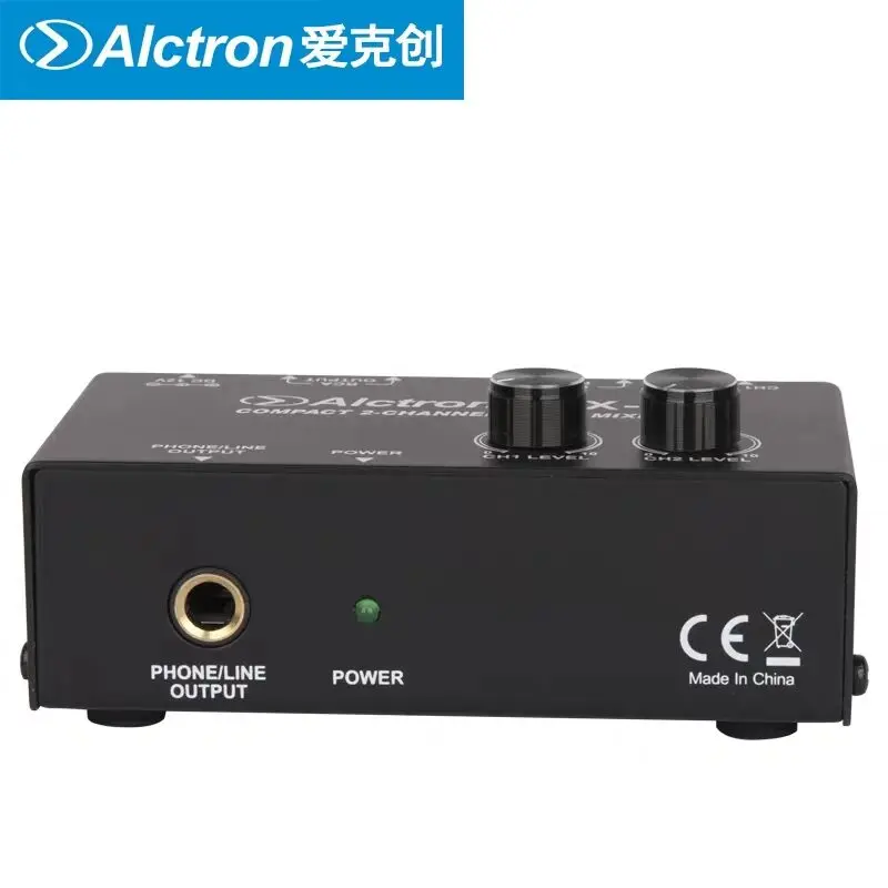 Компактный 2-канальный аудиомикшер Alctron MX-6 для выступлений на сцене студийной