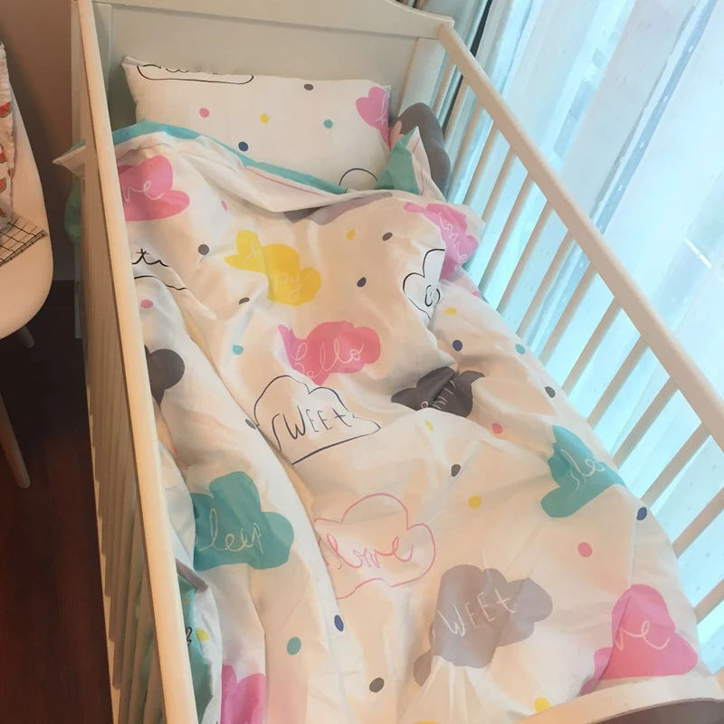 Милый набор постельных принадлежностей для детской кроватки 120*60 см 130*70 100% хлопок