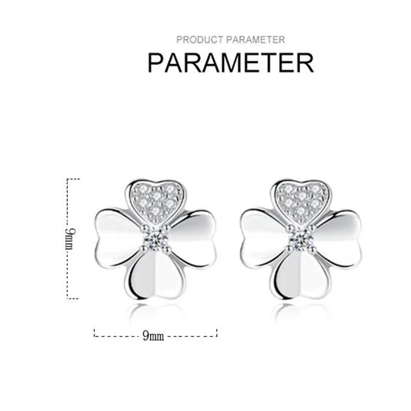 TJP Модные женские серьги гвоздики с кристаллами клевера ювелирные изделия