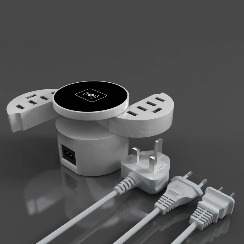 

Wireless Pad 8 USB Port Type C Smart Phone Charger Station EU US UK Plug Power Adapter Socket Wireless Charger for Huawei iPhone