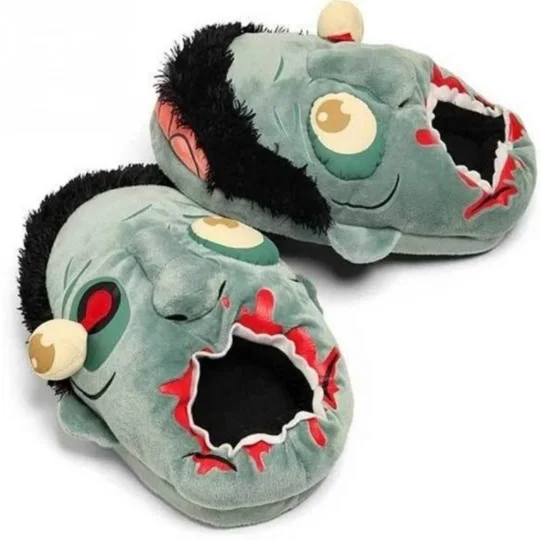 Детские тапочки унисекс с зомби для зимы теплые домашние дома женщин мужчин
