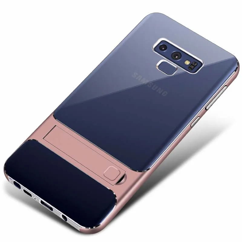 Rose Gold ITEUU NOTE9 PC TPU чехол с подставкой для samsung Galaxy Note 9 чехол s Мягкие противоударные силиконовые прозрачные чехлы с подставкой - Цвет: Rose Gold