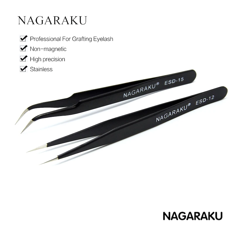 NAGARAKU 2 шт. в наборе прямые и завитые из нержавеющей стали 3D ресницы Пинцет точные