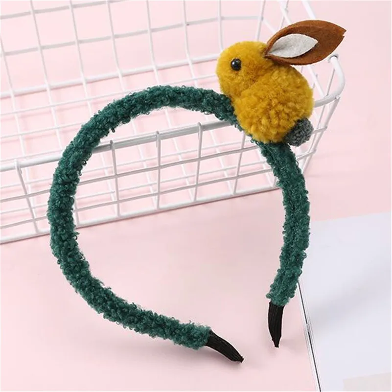 3 Yellow Green Милая Детская повязка на голову с кроликом, Корейская Милая повязка на голову, плюшевый детский обруч для волос, резиновая модная повязка для волос принцессы, аксессуары для волос - Цвет: 3 Yellow Green