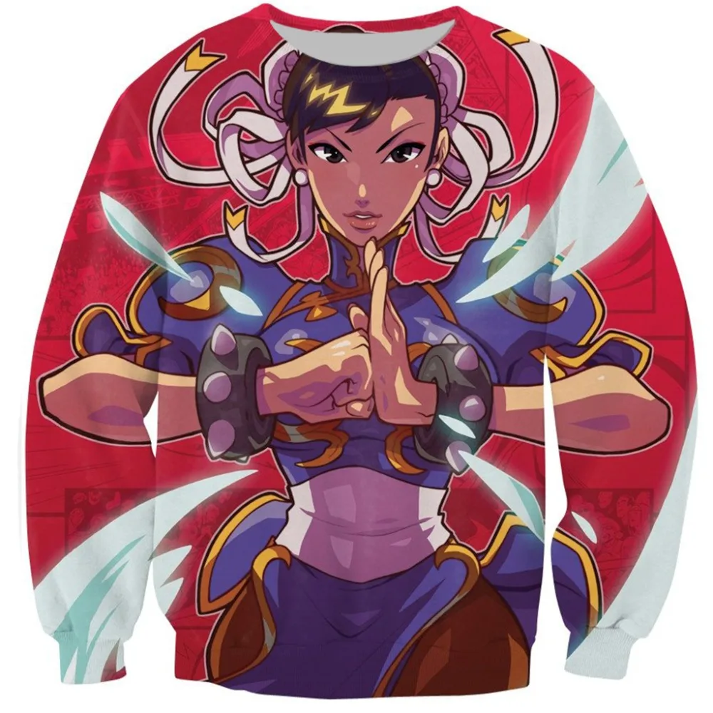 YX Girl 2018 новые модные толстовки с 3D принтом Chun Li для женщин и мужчин