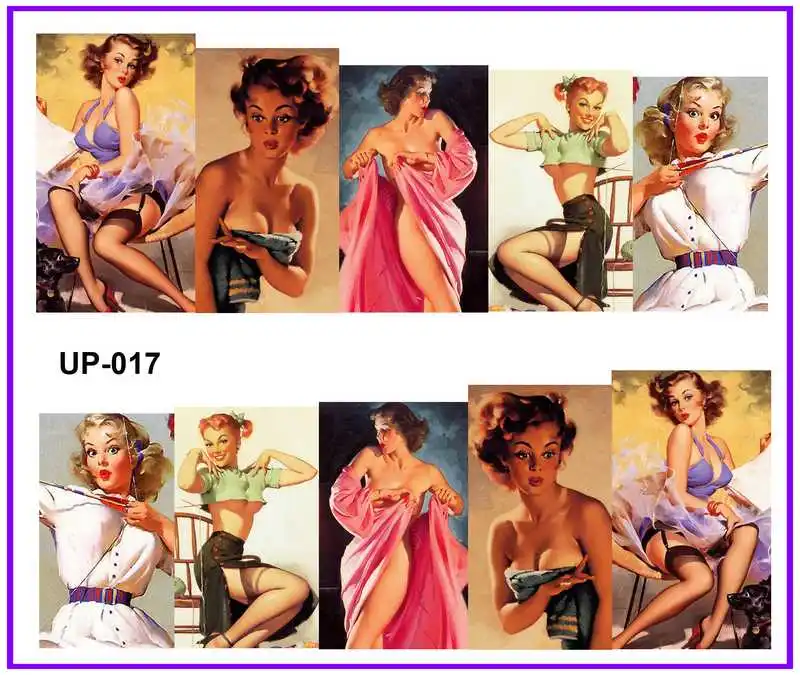 UP017 UPRETTEGO NAIL ART Красота татуировки переводная наклейка слайдер мода шоу Поп сексуальная леди Портрет картина маслом UP013-018 - Цвет: UP017