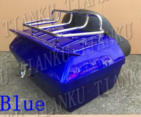 Blue Багажник мотоцикла хвостовой багажник Чемодан верхняя стойка спинка со стоп-сигналами для Honda Rebel CMX 250 CA125 золотыми крыльями, GL1500 1800 Magna - Цвет: Blue