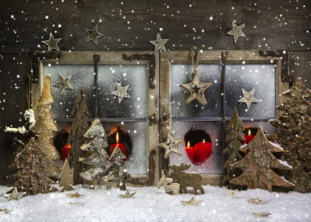 Capisco photography backdrop Christmas Photo Wooden wall Backgrounds Candle snowflake Photography studio | Электроника