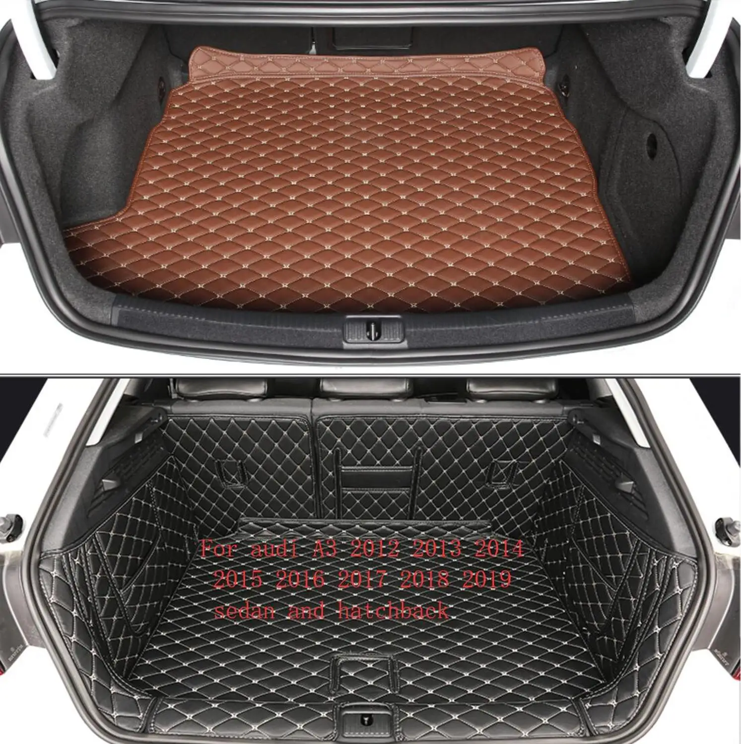Роскошный Коврик для багажника из волоконной кожи audi a3 8V 2012 2013 2014 2015 2016 2017 2018 2019