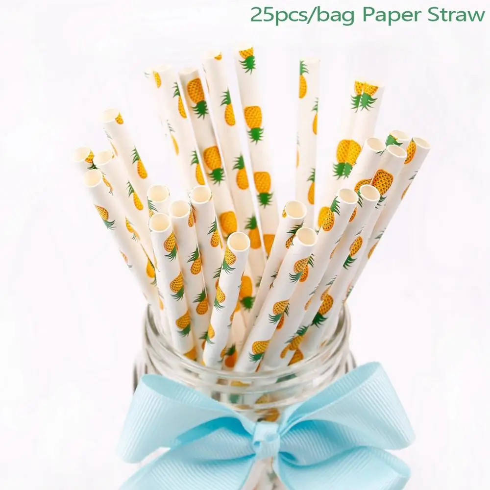 pineapple straw Гавайские Вечерние Декорации в виде фламинго Aloha Luau, летние тропические вечерние принадлежности в виде пальмовых листьев ананаса, Гавайские вечерние свадебные декорации на день рождения - Цвет: pineapple straw
