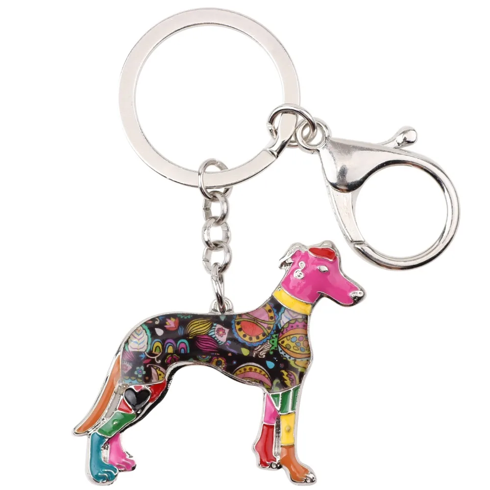 WEVENI Эмаль сплав Galgos собака породы борзая брелок для ключей сумка Шарм милые модные ювелирные изделия для женщин мужской автомобиль брелок заявление