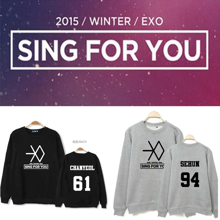 2016 KPOP EXO SING FOR YOU symbol Толстовка в южнокорейском стиле длинная рубашка k-pop DO одежда