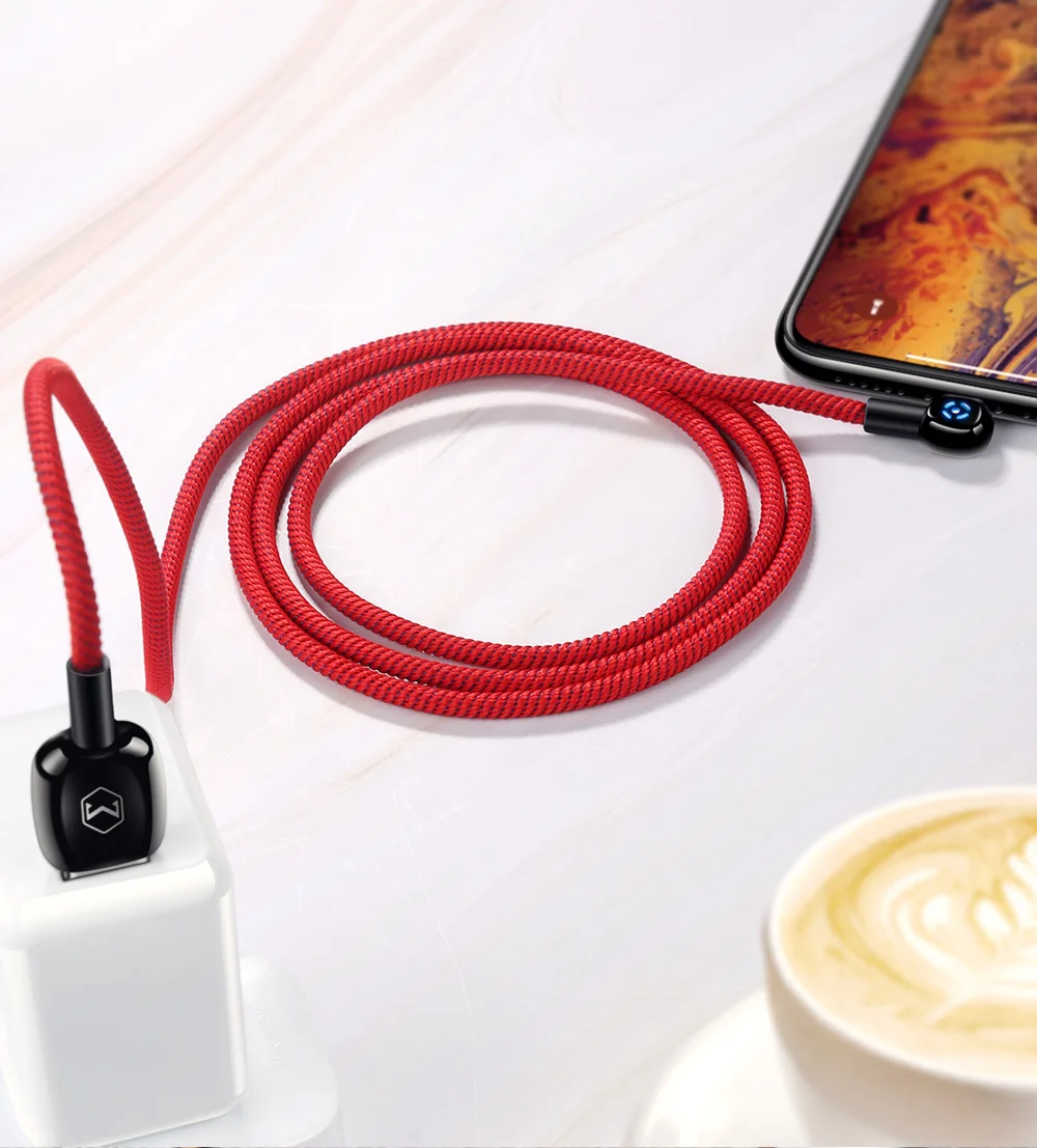 Mcdodo автоматическое отключение светодиодный кабель для IPhone USB кабель 2A кабель передачи данных для быстрой зарядки для IPhone X XR XS Max 8 7 Plus 90 локоть шнур