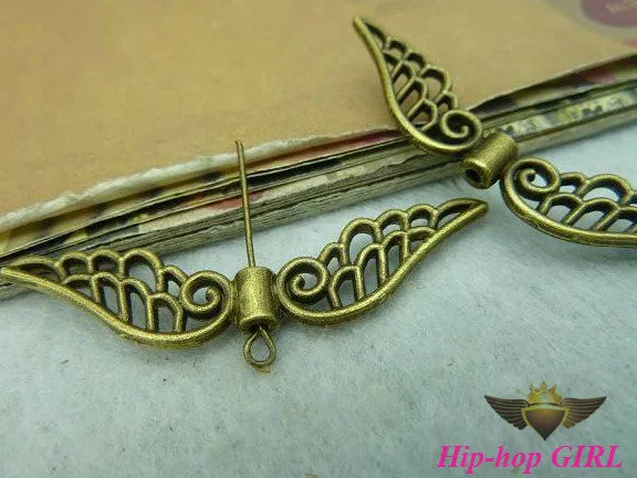 30 шт./лот сплава цинка античная бронзовая из крыло ангела шарм DIY аксессуары 14 * 52