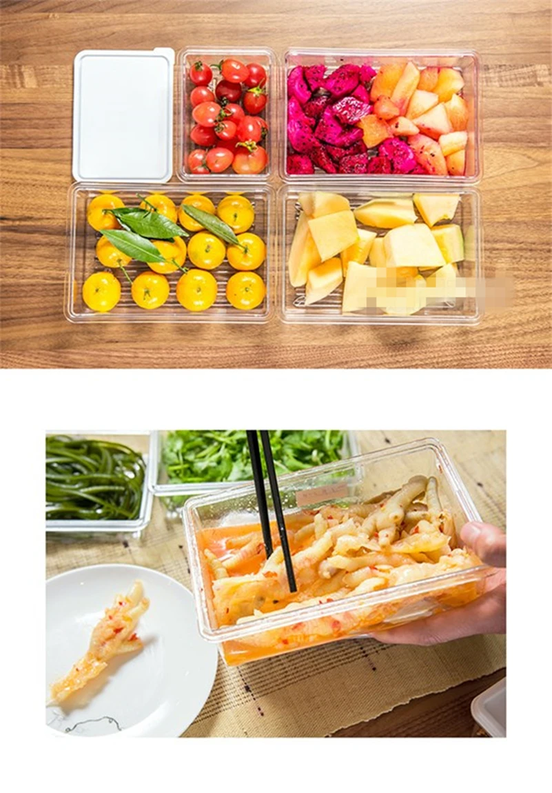 JiangChaoBo домашняя пластиковая прозрачная коробка для хранения продуктов, холодильник, еда, фрукты, свежая кухня с крышкой, герметичная коробка для хранения