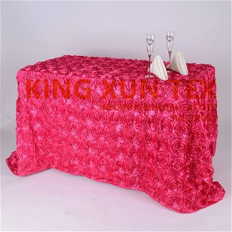 fuchsia Дешевая цена прямоугольная атласная Розетка Скатерть Свадебная скатерть цвета вечерние украшения - Цвет: fuchsia