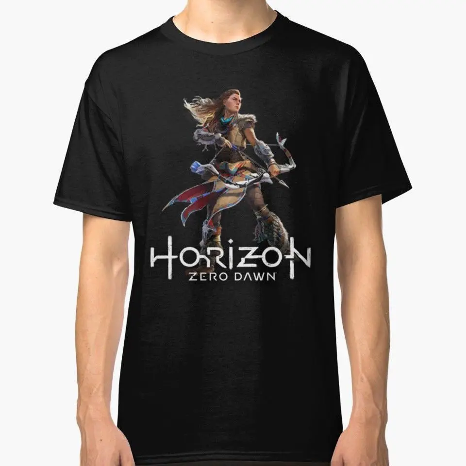Мужская футболка с рисунком New Horizon Zero Dawn черная Размеры S 3XL унисекс новая модная